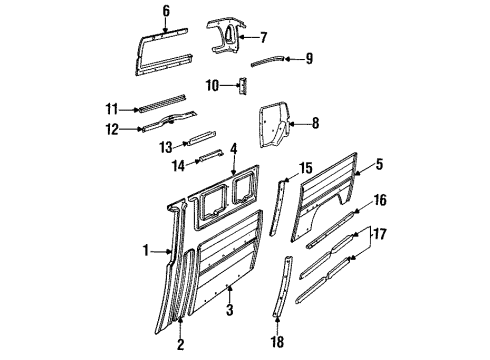 1996 Chevrolet G30 Interior Trim - Side Panel Molding-Front Side Door Lock Pillar Garnish *Gray Diagram for 15651473
