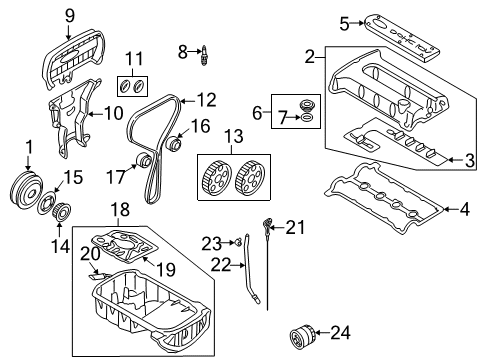 2001 Kia Spectra Filters Oil Gauge Pipe Assembly Diagram for 0K25R10440A