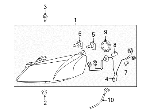 2010 Pontiac G6 Headlamps Composite Headlamp Diagram for 20787973