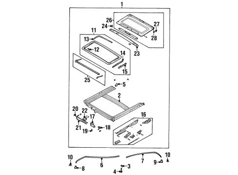 2001 Daewoo Leganza Sunroof Mast Hole Plug Diagram for 94535659