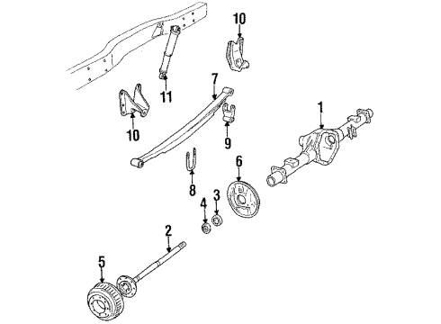 1988 GMC V2500 Suburban Rear Axle Shaft-Axle Diagram for 3977384