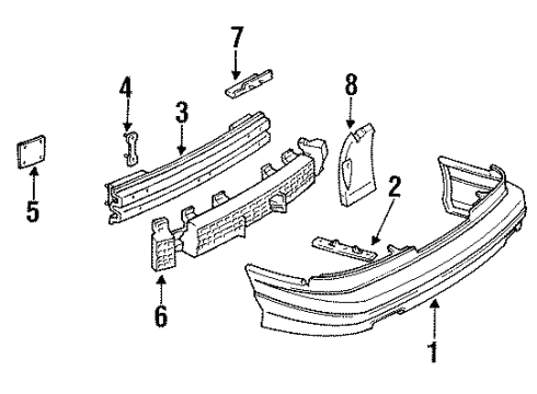 1991 Chevrolet Lumina Rear Bumper Shield-Rear Bumper Fascia Splash Diagram for 10053307