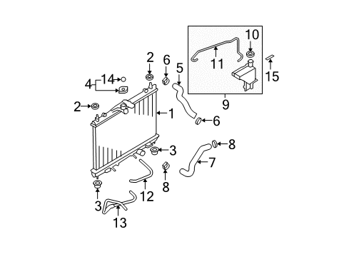 2008 Nissan Versa Radiator & Components Hose-Reserve Tank Diagram for 21741-ED000