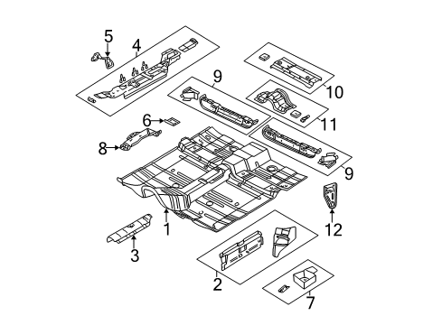 2003 Chrysler Sebring Pillars, Rocker & Floor - Floor & Rails Pan-Front Floor Diagram for 4878546AB