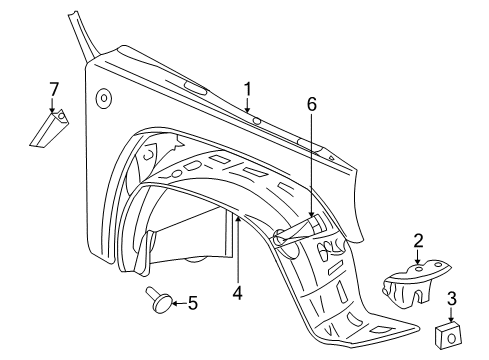 2006 Jeep Liberty Fender & Components Shield-Front Fender Diagram for 55156790AD
