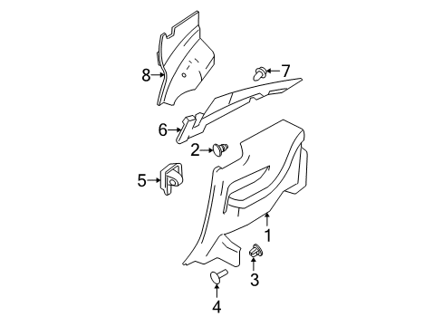 2008 Ford Mustang Interior Trim - Quarter Panels Quarter Trim Panel Diagram for 5R3Z-6331013-AAA