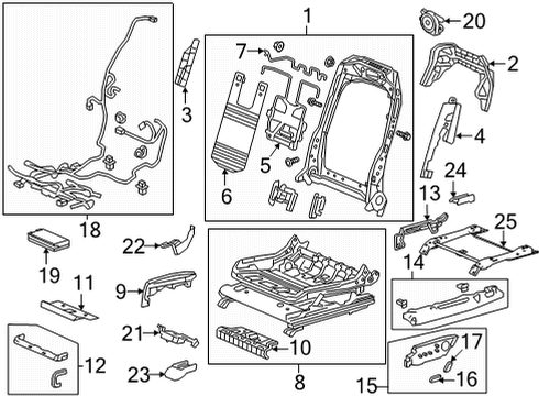 2022 Acura MDX Tracks & Components Bolster Support Inner Diagram for 81523-TYA-A21