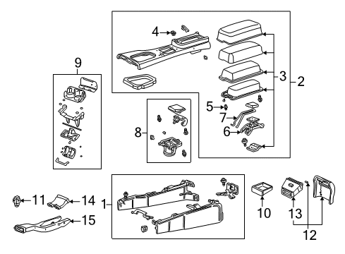 2002 Lincoln LS Console Console Diagram for XW4Z-54045A36-BAB