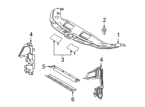2020 Lexus ES350 Splash Shields Guide, Radiator Air Diagram for 16595-0P020
