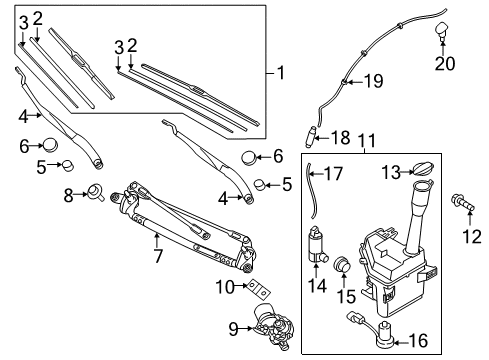 2016 Kia Optima Wiper & Washer Components Linkage Assembly-Windshield Wiper Diagram for 981202T000