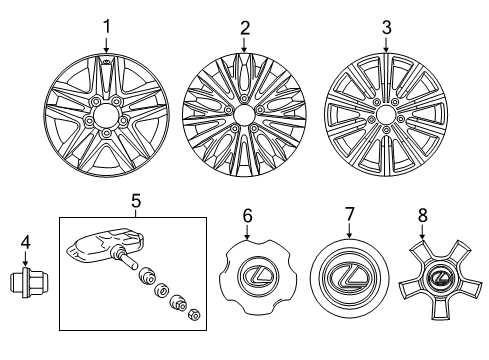 2014 Lexus LX570 Wheels, Covers & Trim Cover Sub-Assembly, Wheel Diagram for 4260B-60230