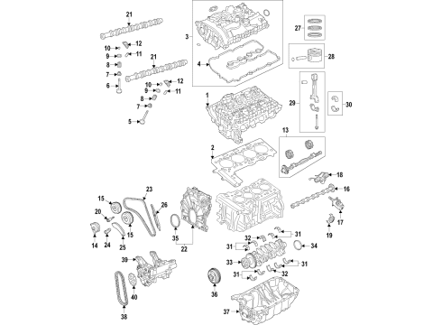 2019 BMW Z4 Engine Parts, Mounts, Cylinder Head & Valves, Camshaft & Timing, Variable Valve Timing, Oil Pan, Oil Pump, Balance Shafts, Crankshaft & Bearings, Pistons, Rings & Bearings Stud Bolt Diagram for 07129904544