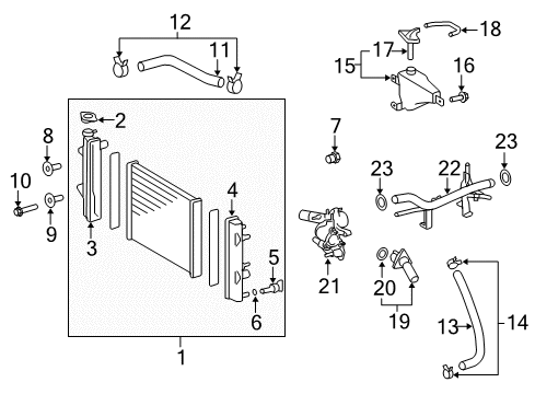 2007 Toyota FJ Cruiser Radiator & Components Radiator Assembly Bushing Diagram for 16547-50010