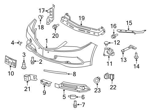 2017 Acura TLX Front Bumper Sensor Assembly, Parking Diagram for 39680-TZ5-A01ZZ