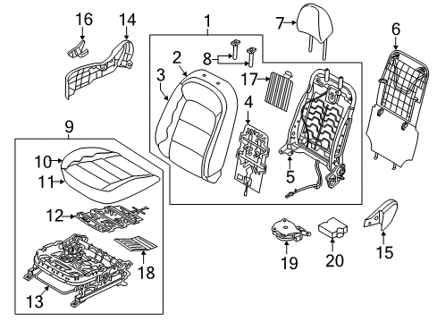2017 Kia Forte Passenger Seat Components Cushion Assembly-Front Seat Diagram for 88200B0180KMX