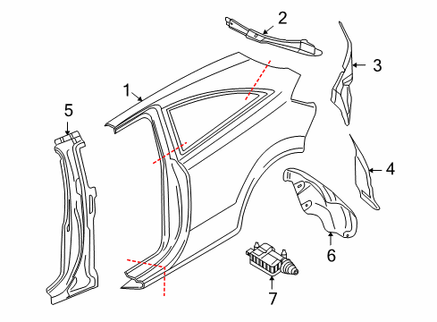 2008 Saturn Astra Quarter Panel & Components Cable, Fuel Tank Filler Door Latch Release Diagram for 13125620