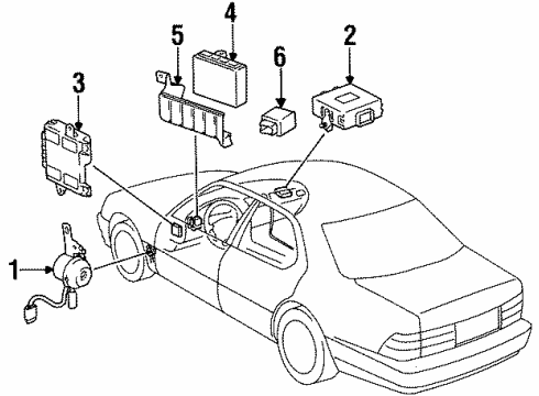 1999 Lexus LS400 Electrical Components Buzzer, Wireless Door Lock Diagram for 89747-50040