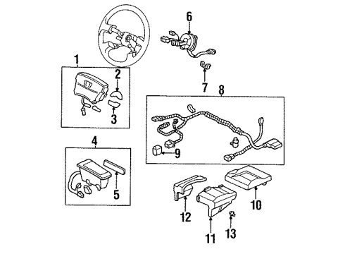 1994 Honda Civic Air Bag Components Cover, L. SRS Unit Diagram for 77964-SR0-A80