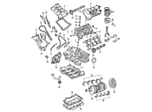 1999 Mercury Cougar Engine Parts, Mounts, Cylinder Head & Valves, Camshaft & Timing, Oil Pan, Oil Pump, Crankshaft & Bearings, Pistons, Rings & Bearings Piston Diagram for 8S7Z-6100-A