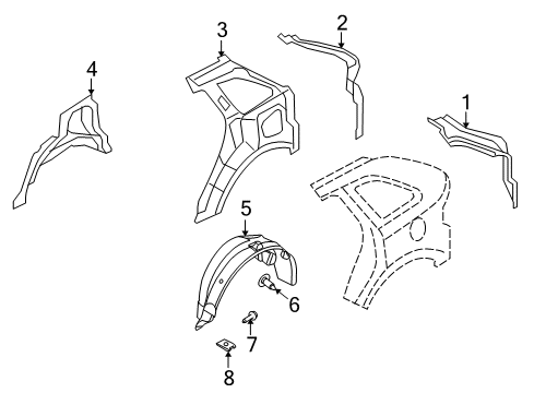 2010 Lincoln MKX Inner Structure - Quarter Panel Wheelhouse Liner Diagram for 7A1Z-7828370-A