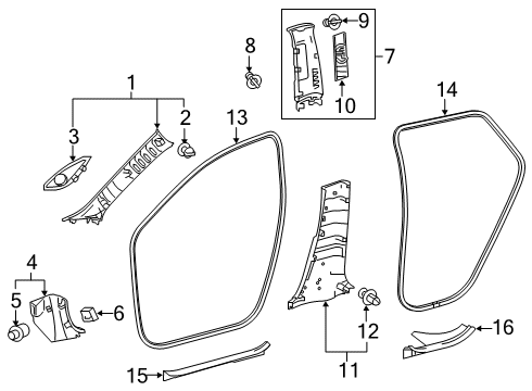2020 Toyota Corolla Interior Trim - Pillars, Rocker & Floor Adjust Cover Diagram for 73023-12030-C0