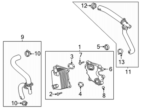 2020 Cadillac CT4 Engine Oil Cooler Oil Cooler Outer Seal Diagram for 12698623