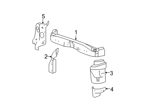 2010 Chevrolet HHR Radiator Support Side Panel Diagram for 15827363