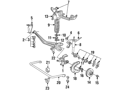 1993 Ford Explorer Front Brakes Hub & Rotor Diagram for YL2Z-1V102-BA