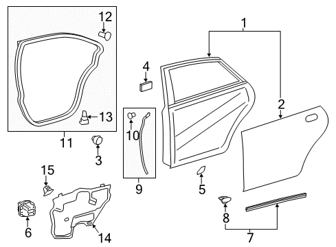 2015 Toyota Avalon Rear Door Outer Panel Diagram for 67113-07020