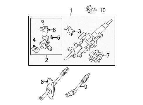 2013 Toyota Tundra Steering Column & Wheel, Steering Gear & Linkage Column Assembly Diagram for 45250-0C250