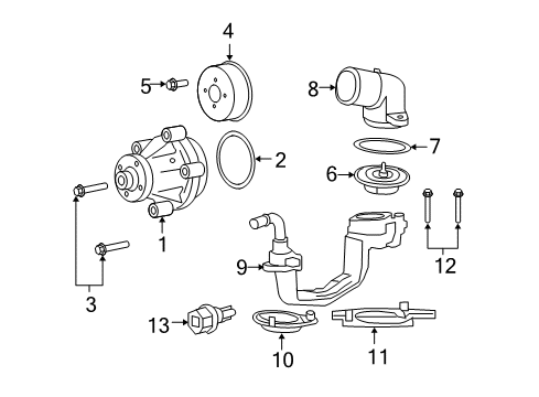 2009 Ford F-350 Super Duty Powertrain Control Water Pump Assembly Diagram for 3L3Z-8501-CA