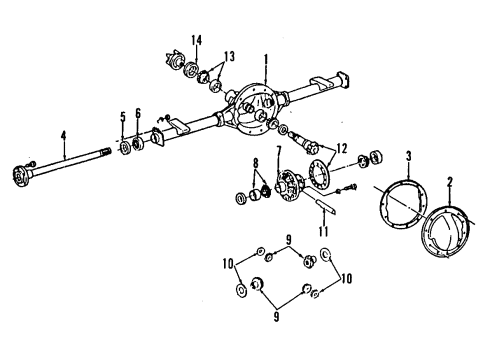 1988 Chevrolet C2500 Rear Axle, Differential, Propeller Shaft Axle Shaft Diagram for 14042690