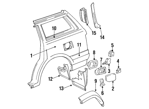 1991 Toyota Land Cruiser Quarter Panel & Components Belt Molding Diagram for 75660-60020