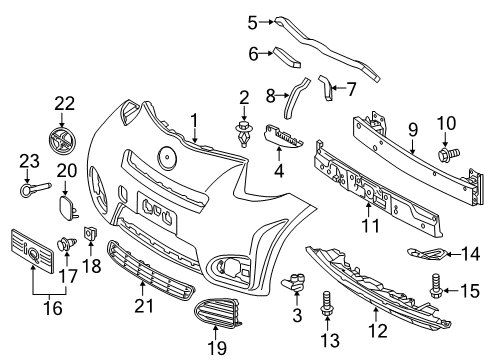 2012 Scion iQ Front Bumper Side Retainer Diagram for 52536-74011