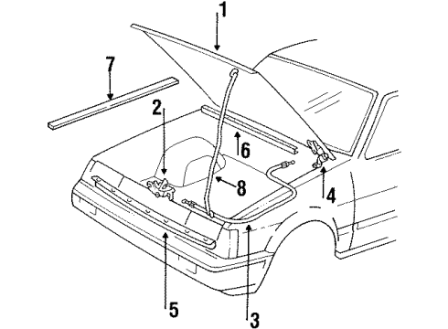 1988 Chevrolet Nova Hood & Components Latch(Lock), Hood Secondary Catch & Primary Diagram for 94841579