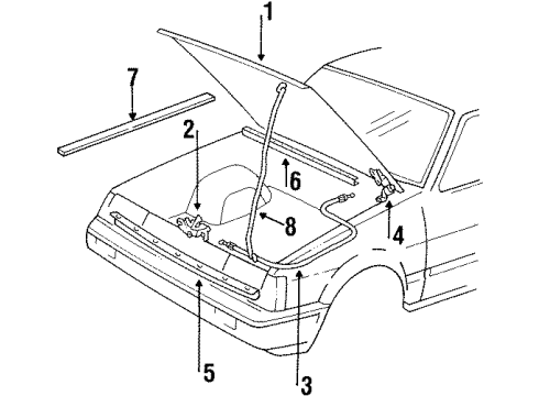 1988 Chevrolet Nova Hood & Components Rod, Hood Hold Open Diagram for 94843967