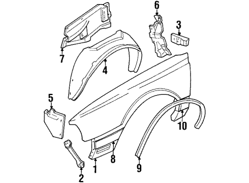 1988 Oldsmobile Delta 88 Fender & Components Extension-Front Fndr Wheelhouse Panel-Ft Diagram for 22518841