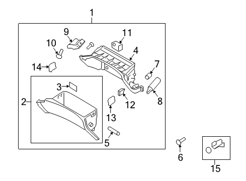 2016 Hyundai Genesis Coupe Glove Box Lamp Assembly-Glove Box Diagram for 92620-1E000