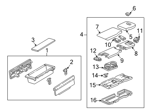 1993 Acura NSX Console Hinge, Rear Armrest Diagram for 83409-SL0-A90