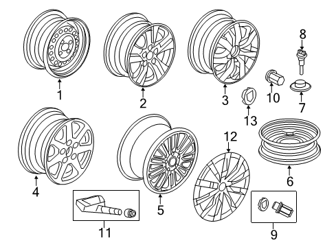 2008 Honda Accord Wheels Disk, Aluminum Wheel (16X6 1/2J) (Tpms) (Enkei) Diagram for 42700-TA0-A91