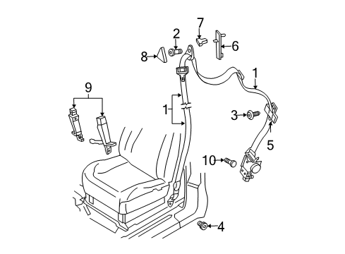 2003 Dodge Dakota Seat Belt Bolt-HEXAGON Head Diagram for 6033439