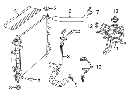 2022 Dodge Durango Radiator & Components Engine Cooling Diagram for 68480071AC