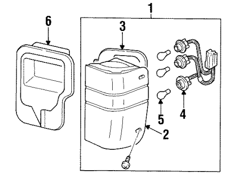 1996 Acura SLX Combination Lamps Wire Harness, Rear Combination Light Diagram for 8-97807-103-0