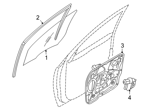 2009 Hyundai Veracruz Front Door Run-Front Door Window Glass RH Diagram for 82540-3J000