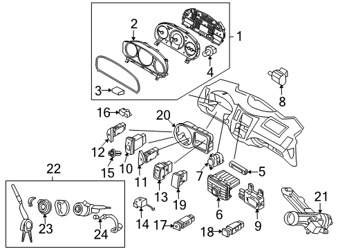 2008 Hyundai Veracruz Cluster & Switches, Instrument Panel Cylinder Assembly-Steering & Ignition Lock Diagram for 81920-3JA20