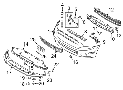 2010 Ford Mustang Front Bumper Lower Shield Diagram for AR3Z-17626-A
