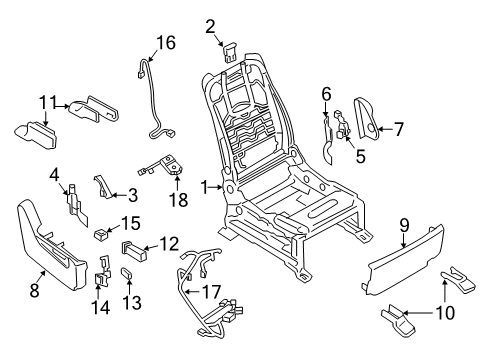 2015 Infiniti QX80 Power Seats Knob Switch, Front Seat RECLINING RH Diagram for 87013-1LC2B