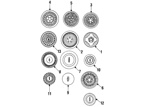 1990 Lincoln Town Car Wheels, Covers & Trim Wheel Diagram for F5AZ-1007-A