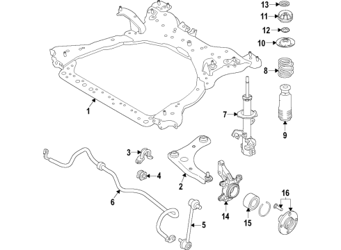 2021 Nissan Versa Front Suspension, Lower Control Arm, Stabilizer Bar, Suspension Components BUSHING STABLZR Diagram for 54613-5EE0B