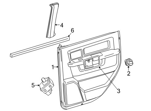 2014 Ram 3500 Rear Door Cover-Rear Door Fixed Glass Diagram for 1GD83BD1AC